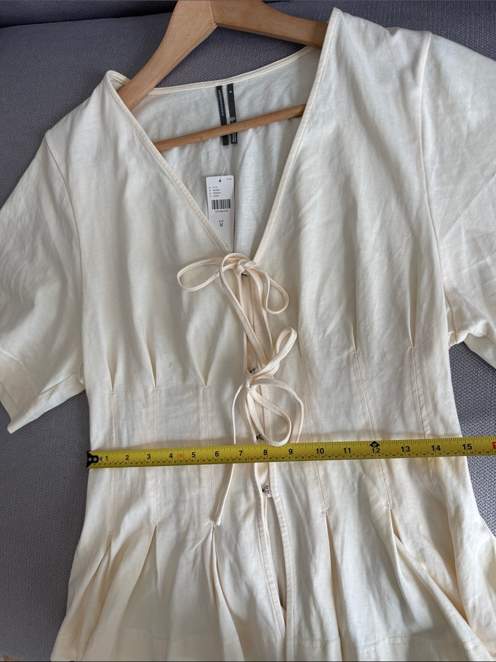 Anthropologie Waisted Tie-Front Top Size M NWT - Picture 9 of 11